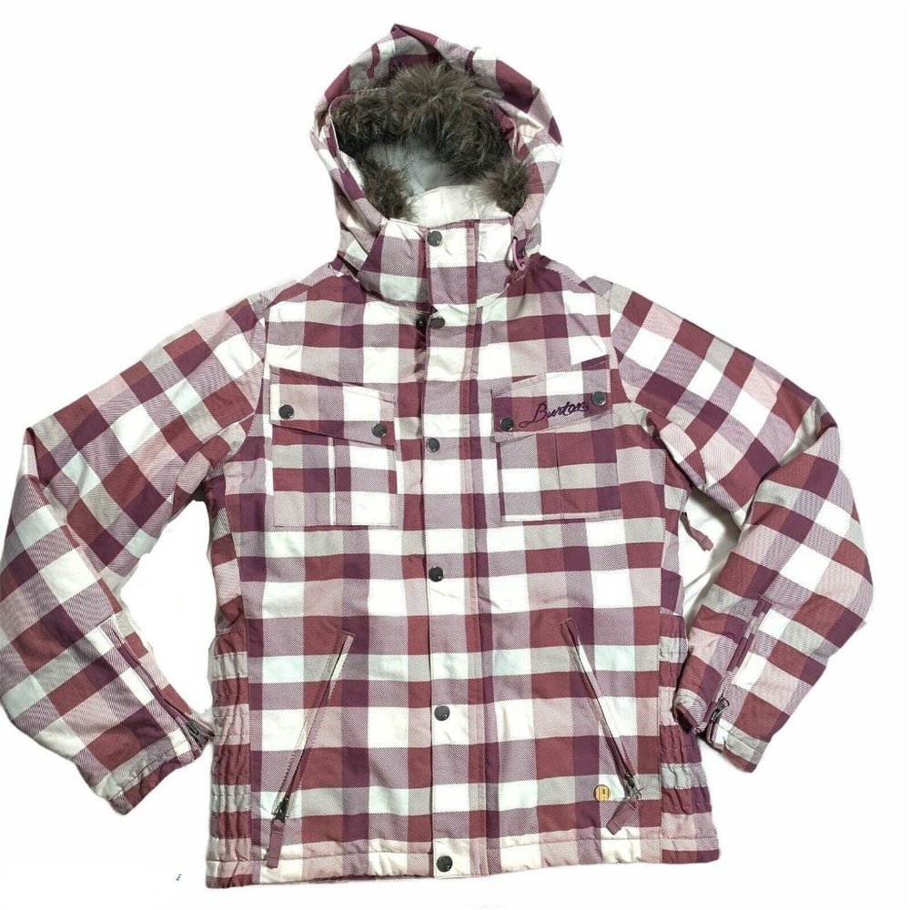 Burton Geo 3/2 Insulated Plaid Snowboarding Jacket Dusty Rose